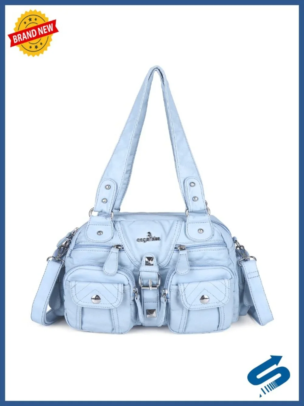 Angel Kiss Hobo Crossbody Bag Women Shoulder Handbag Vegan Leather Multipocket